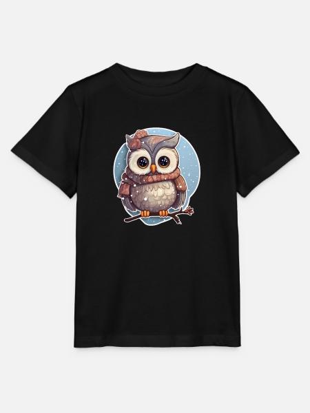 Süsses Eulenmädchen im Winter - Stanley/Stella Kinder T-Shirt MINI CREATOR  - Schwarz