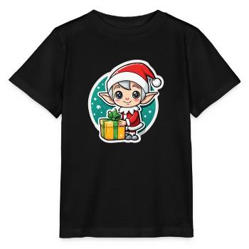 elf christmas elf gift - Stanley/Stella MINI CREATOR Kids’ T-Shirt - black - Front - Mikhail (115cm)