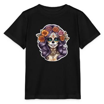 Frauen Skull im mexikan Stil Tatoo Art - Stanley/Stella Kinder T-Shirt MINI CREATOR  - Schwarz - Vorne - Mikhail (115cm)