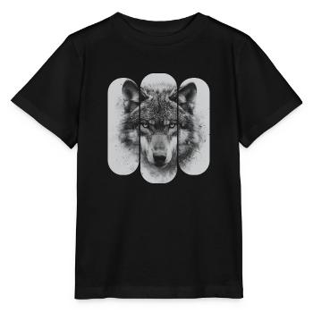 triptyque Loup noir et blanc - T-shirt bio MINI CREATOR Stanley/Stella Enfant - noir - Devant - Mikhail (115cm)