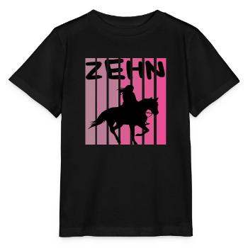 10.Geburtstag,Retro Pferde Design - Stanley/Stella Kinder T-Shirt MINI CREATOR  - Schwarz - Vorne - Mikhail (115cm)