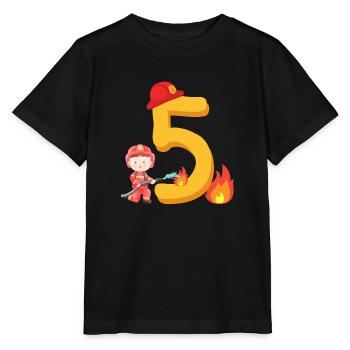 Cinquième anniversaire Extinction d’incendie des pompiers pour le 5e anniversaire - T-shirt bio MINI CREATOR Stanley/Stella Enfant - noir - Devant - Mikhail (115cm)