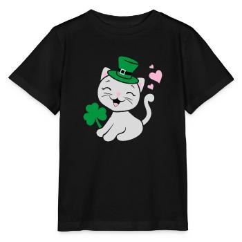 Design festif avec un chaton mignon - T-shirt bio MINI CREATOR Stanley/Stella Enfant - noir - Devant - Mikhail (115cm)