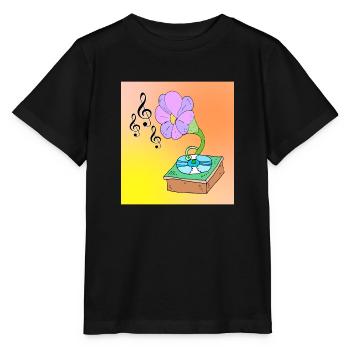 Fleur de musique Floral surréaliste Music Lover Design - T-shirt bio MINI CREATOR Stanley/Stella Enfant - noir - Devant - Mikhail (115cm)