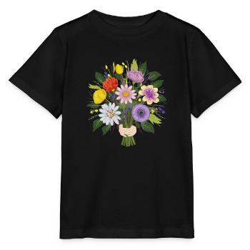 Bouquet de fleurs de jardin - T-shirt bio MINI CREATOR Stanley/Stella Enfant - noir - Devant - Mikhail (115cm)