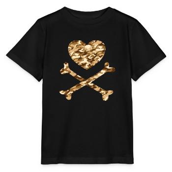 Piratenherz Camo Sand - Stanley/Stella Kinder T-Shirt MINI CREATOR  - Schwarz - Vorne - Mikhail (115cm)