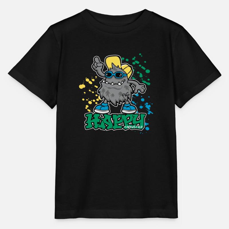 Happy Monster - Stanley/Stella Kinder T-Shirt MINI CREATOR - Schwarz