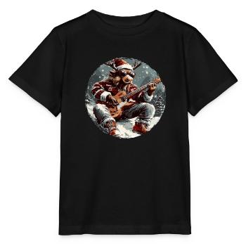 Moose Christmas Rocker Guitar - Stanley/Stella MINI CREATOR Kids’ T-Shirt - black - Front - Mikhail (115cm)