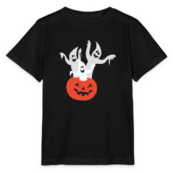 3 Geister in einem Kürbis - Stanley/Stella Kinder T-Shirt MINI CREATOR  - Schwarz - Vorne - Mikhail (115cm)