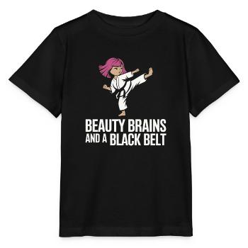 Des filles fortes et la puissance du karaté - T-shirt bio MINI CREATOR Stanley/Stella Enfant - noir - Devant - Mikhail (115cm)