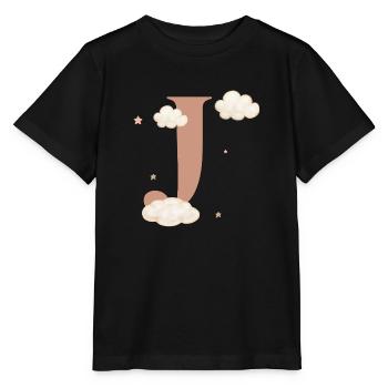 Buchstabe j bewölkt Sterne - Stanley/Stella Kinder T-Shirt MINI CREATOR  - Schwarz - Vorne - Mikhail (115cm)