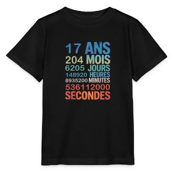 17 Ans – Le Temps en Secondes, Minutes - Stanley/Stella Kinder T-Shirt MINI CREATOR  - Schwarz - Vorne - Mikhail (115cm)