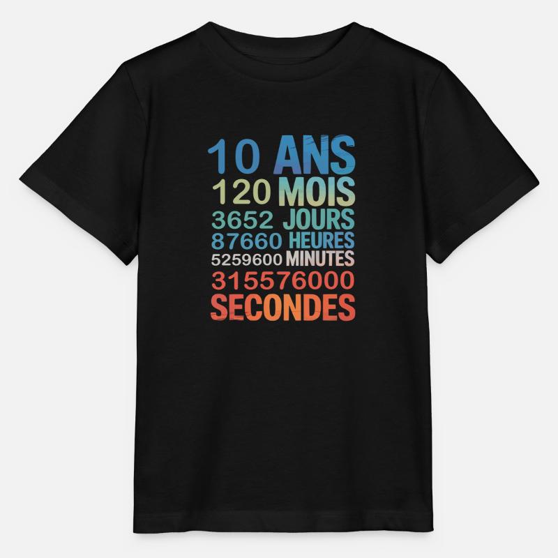 10 Ans – Compte à Rebours de la Vie en Secondes - T-shirt bio MINI CREATOR Stanley/Stella Enfant - noir