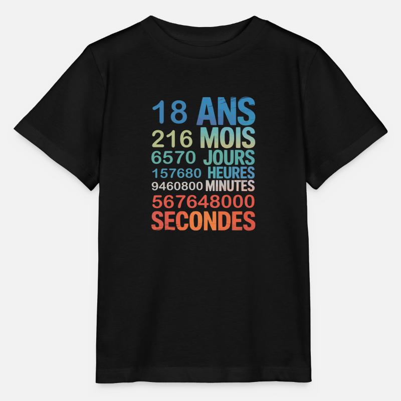 18 Ans – Une vie en Chiffres - T-shirt bio MINI CREATOR Stanley/Stella Enfant - noir