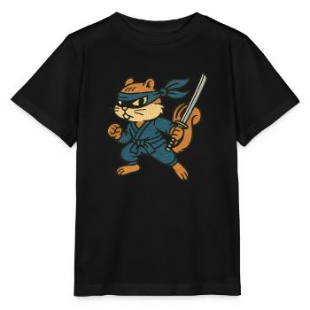 Ninja Chipmunk Verstohlener Waldkrieger - Stanley/Stella Kinder T-Shirt MINI CREATOR  - Schwarz - Vorne - Mikhail (115cm)