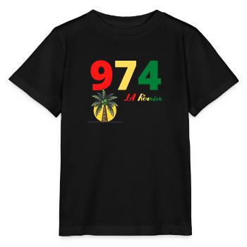 974 LA Réunion - T-shirt bio MINI CREATOR Stanley/Stella Enfant - noir - Devant - Mikhail (115cm)