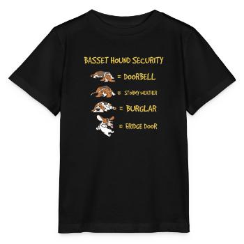 Basset Hound Safety Funny Dog Pet Owner - Stanley/Stella MINI CREATOR Kids’ T-Shirt - black - Front - Mikhail (115cm)