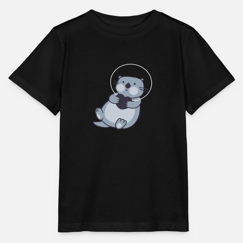 Les loutres d’astronautes dans l’espace - T-shirt bio MINI CREATOR Stanley/Stella Enfant - noir
