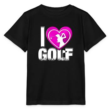 I love GOLF - Golfdesign für Golferinnen 3 - Stanley/Stella Kinder T-Shirt MINI CREATOR  - Schwarz - Vorne - Mikhail (115cm)