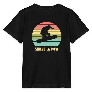 Shred The Pow Snowboarding Vintage Sunset - Stanley/Stella MINI CREATOR Kids’ T-Shirt - black - Front - Mikhail (115cm)