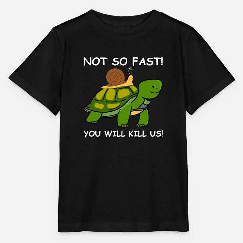 Escargot tortue PAS SI VITE - T-shirt bio MINI CREATOR Stanley/Stella Enfant - noir
