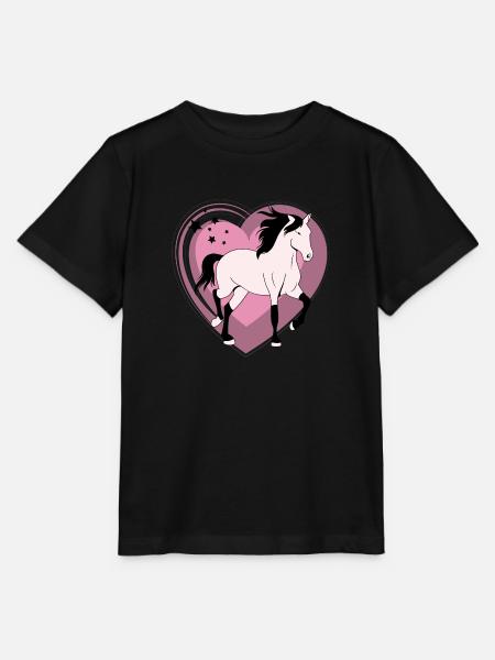 Pferd Pony mit Herz rosa - Stanley/Stella Kinder T-Shirt MINI CREATOR - Schwarz
