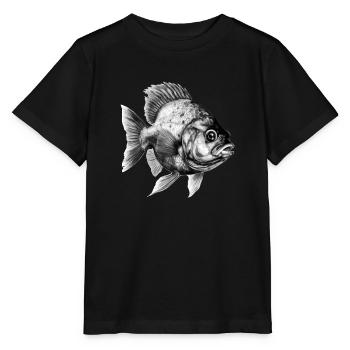 Der Piranha mit Bleistift - Stanley/Stella Kinder T-Shirt MINI CREATOR  - Schwarz - Vorne - Mikhail (115cm)