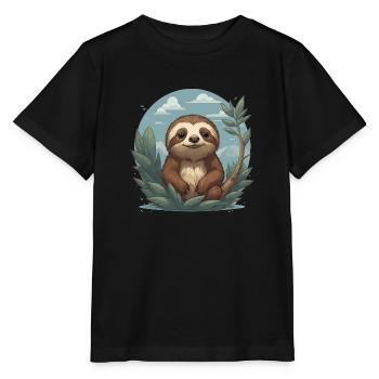 Faultier Blätter Kinder - Stanley/Stella Kinder T-Shirt MINI CREATOR  - Schwarz - Vorne - Mikhail (115cm)