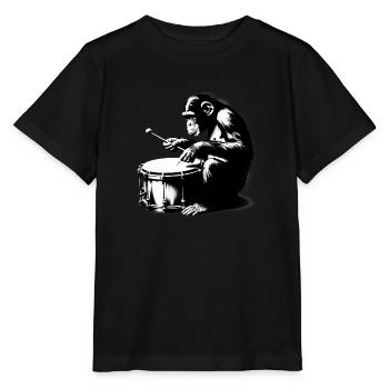 Batteur dans Monkey Orchestra StreetArt Banksy Style - T-shirt bio MINI CREATOR Stanley/Stella Enfant - noir - Devant - Mikhail (115cm)