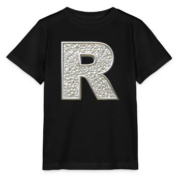 R, letter, letter R, initial, initial R, monogram, - Stanley/Stella MINI CREATOR Kids’ T-Shirt - black - Front - Mikhail (115cm)