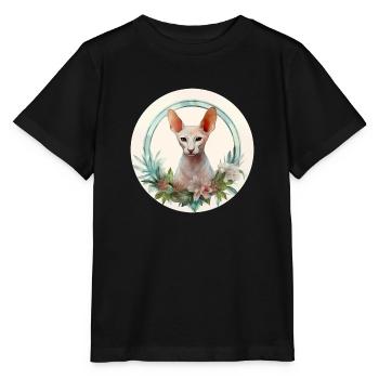 Orientalische Kurzhaarkatze Boho-Stil, Liebeskatzen - Stanley/Stella Kinder T-Shirt MINI CREATOR  - Schwarz - Vorne - Mikhail (115cm)