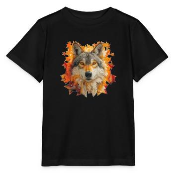 Loup et étoiles - T-shirt bio MINI CREATOR Stanley/Stella Enfant - noir - Devant - Mikhail (115cm)
