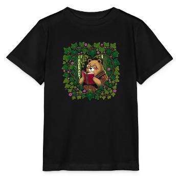 Lesender Braunbär - Stanley/Stella Kinder T-Shirt MINI CREATOR  - Schwarz - Vorne - Mikhail (115cm)