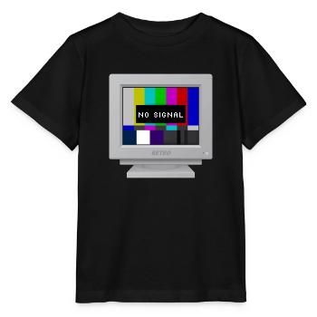 CRT-Design - Kein Signal (Bänder) - Stanley/Stella Kinder T-Shirt MINI CREATOR  - Schwarz - Vorne - Mikhail (115cm)