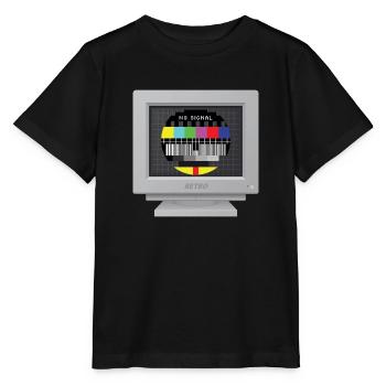 CRT-Design - Kein Signal (Mire) - Stanley/Stella Kinder T-Shirt MINI CREATOR  - Schwarz - Vorne - Mikhail (115cm)
