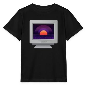 CRT Design - Future Retro Wallpaper - Stanley/Stella MINI CREATOR Kids’ T-Shirt - black - Front - Mikhail (115cm)