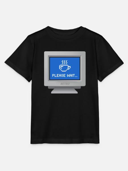 CRT design - Fond d'écran "please wait" - T-shirt bio MINI CREATOR Stanley/Stella Enfant - noir