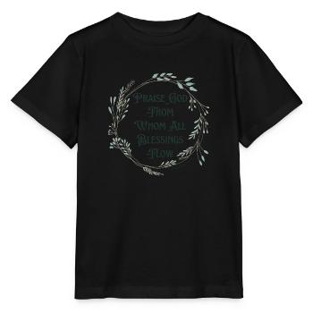 Praise God- Green Text - Stanley/Stella MINI CREATOR Kids’ T-Shirt - black - Front - Mikhail (115cm)
