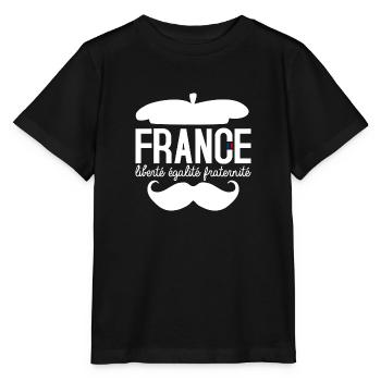 France liberté égalité fraternité Drapeau France - T-shirt bio MINI CREATOR Stanley/Stella Enfant - noir - Devant - Mikhail (115cm)