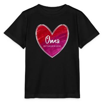 Oma mit großem Herz - Stanley/Stella Kinder T-Shirt MINI CREATOR  - Schwarz - Vorne - Mikhail (115cm)