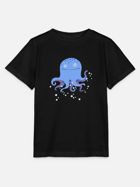 Krake blau - Stanley/Stella Kinder T-Shirt MINI CREATOR - Schwarz