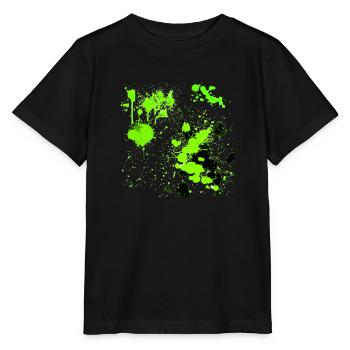Green splatter - Stanley/Stella MINI CREATOR Kids’ T-Shirt - black - Front - Mikhail (115cm)