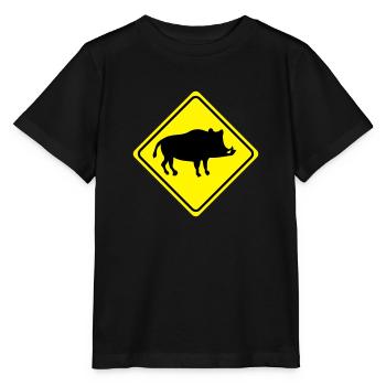 Warnung - Wild Schwein Keiler - 2 Farb Vektor - Stanley/Stella Kinder T-Shirt MINI CREATOR  - Schwarz - Vorne - Mikhail (115cm)