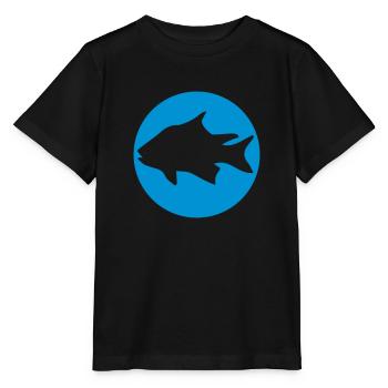 circle round stamp team sport logo caught fish - Stanley/Stella MINI CREATOR Kids’ T-Shirt - black - Front - Mikhail (115cm)