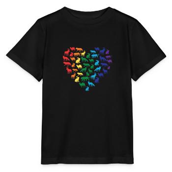 Tierliebe - Regenbogen Herz - Stanley/Stella Kinder T-Shirt MINI CREATOR  - Schwarz - Vorne - Mikhail (115cm)