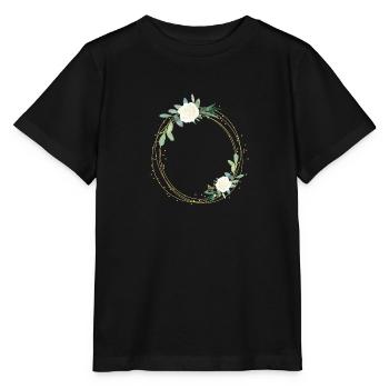 Flowers white green circle - customizable - Stanley/Stella MINI CREATOR Kids’ T-Shirt - black - Front - Mikhail (115cm)