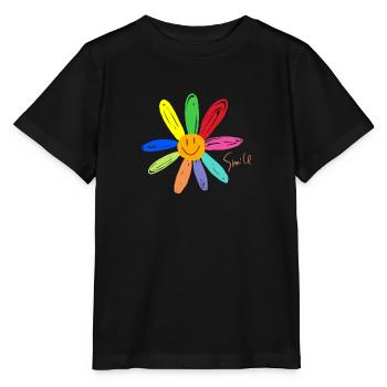 Smile flower - Stanley/Stella Kinder T-Shirt MINI CREATOR  - Schwarz - Vorne - Mikhail (115cm)