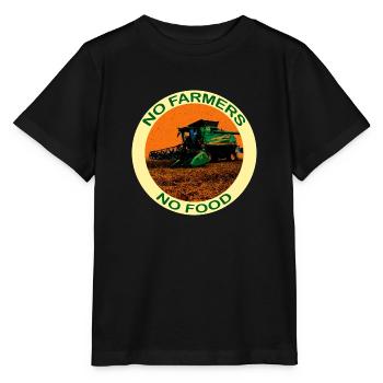No farmers no food - with a combine harvester - Stanley/Stella MINI CREATOR Kids’ T-Shirt - black - Front - Mikhail (115cm)