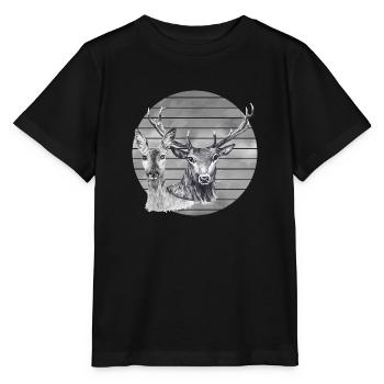 Hirsch und Reh - Stanley/Stella Kinder T-Shirt MINI CREATOR  - Schwarz - Vorne - Mikhail (115cm)