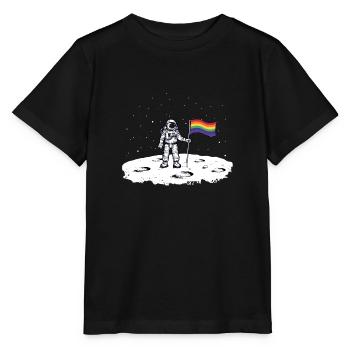 Drapeau arc-en-ciel astronaute - T-shirt bio MINI CREATOR Stanley/Stella Enfant - noir - Devant - Mikhail (115cm)